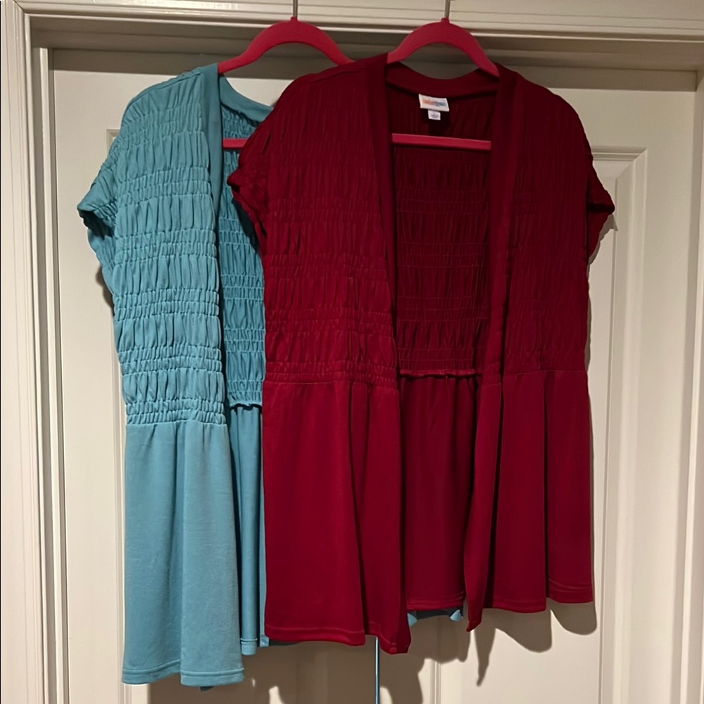 LuLaRoe Red and Teal Cover Ups Large